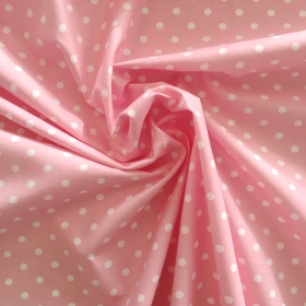 Ткань для постельного белья "Горошек на розовом", перкаль